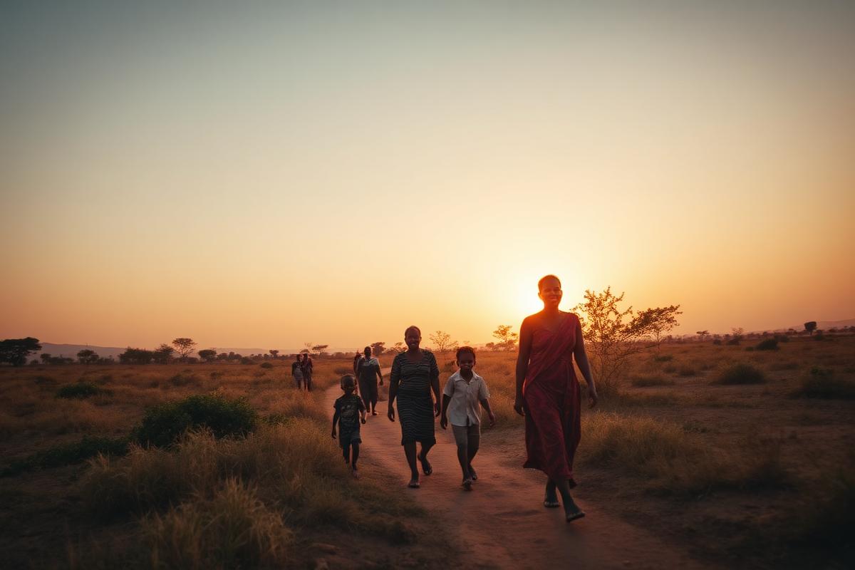 Community gathering at golden hour
